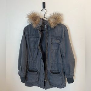 Halogen Blue Jacket with Fur